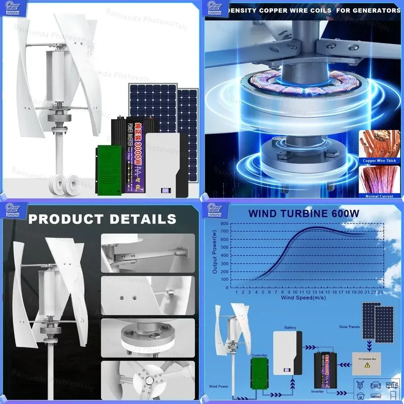 Wind Solar Hybrid Kit - Système hybride éolien-solaire vertical, kit d'alimentation